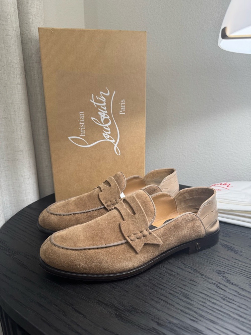 Christian Louboutin Penny No Back Loafer Suede Brown 44